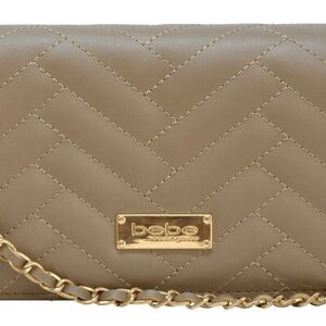 Bebe Quilted Crossbody in Nude with Gold Accents